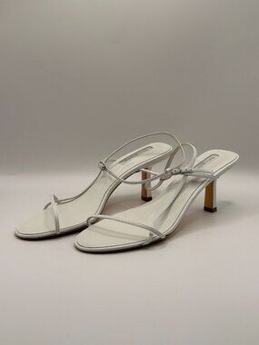 Tony Bianco Womens White Leather Kid Strap Caprice Heel  Sandal Sz 9